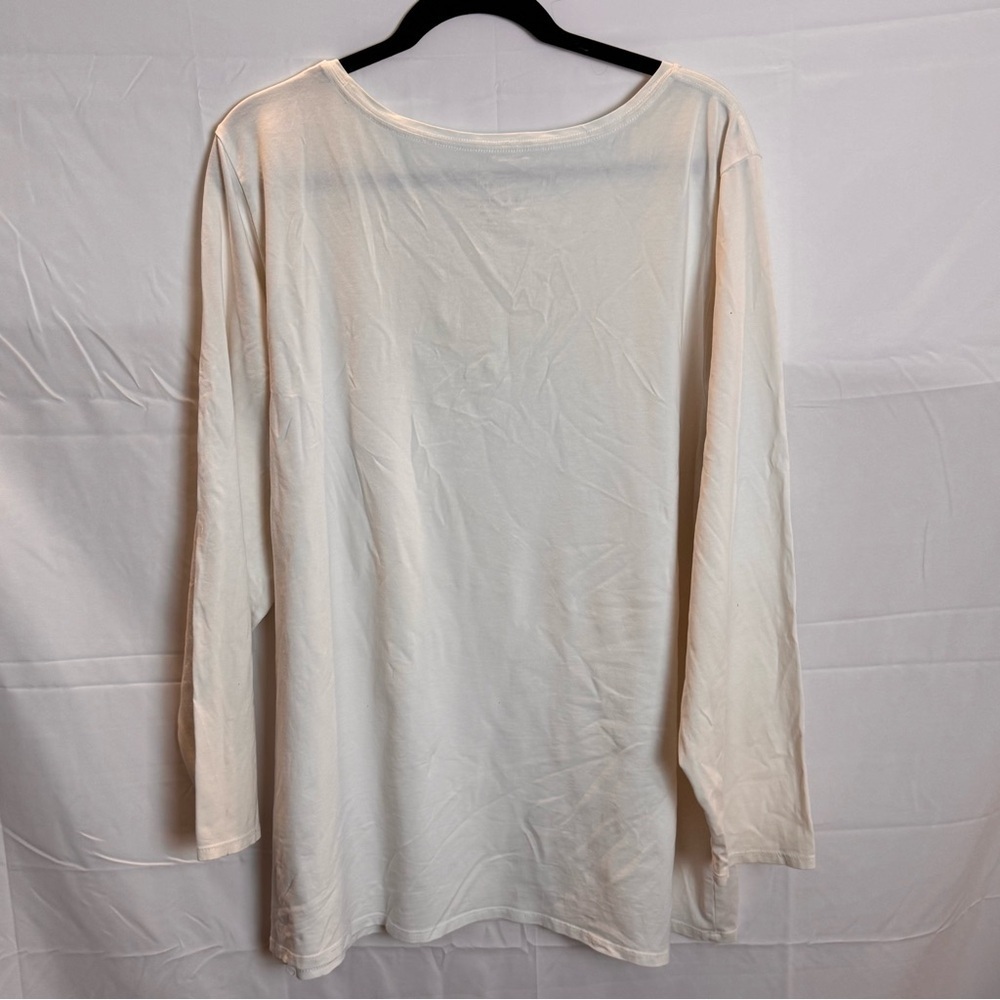 J. Jill Pure Jill Classic Women's Cream Long Sleeve Pima Top - Picture 4 of 9